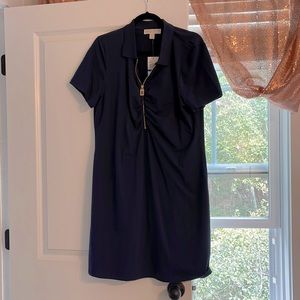 Michael Kors XL collared knee length dress in navy blue - new with tags NWT